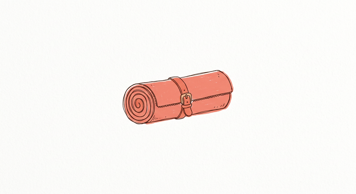 Hand-drawn rolled coral yoga mat
